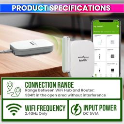 amiciSense WiFi Gateway Hub Gen2 2.4GHz – Mini Smart WiFi Hub with 853ft Connection Range | Supports Up to 39 Devices | App Controlled | Compatible with RainPoint Devices image 1
