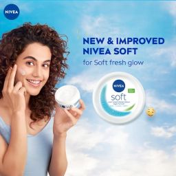 NIVEA Soft Light Moisturizer, 300 ml, for Face, Hand & Body, Non-Greasy Cream with Vitamin E & Jojoba Oil for Instant Hydration image 1