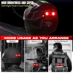 MIKANIX Universal Helmet Light/LED With 3 Modes of Flashing | Blinking | Strobe | Rear Warning Red Safety Night Riding Light with USB Charging Cable image 1