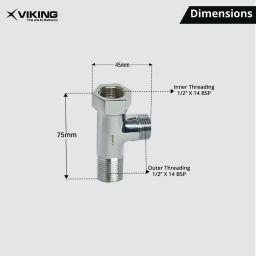 Viking Brass Tee Connector | 15mm (1/2") Inner & Outer Thread | Polished CP Finish | Multi-Functional 3-Way Pipe Fitting for Water Supply image 1