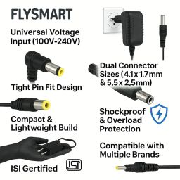 Flysmart 6V Power Adapter – Dual Pin DC Charger for Rechargeable Torches, Toys & Flashlights with LED Indicator Light image 3