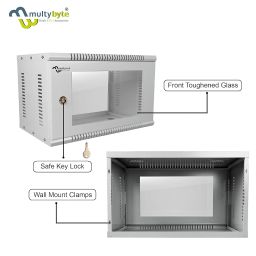Multybyte 6U Wall Mount Network Rack Cabinet | 17-inch Server Enclosure with Cooling Vent & Lock | Glass Door Network Cabinet for Network Switch, Router & DVR (White, Depth 390mm) image 3