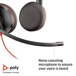 Poly by Plantronics - Blackwire 3225 USB-C Wired Headset - Dual-On Ear (Stereo) with Boom Mic - Connect to PC/Mac via USB-A or Mobile/Tablet via 3.5 mm Connector - Works with Teams, Zoom & More, Black image 4