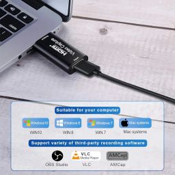 Etzin Audio Video Capture Cards 1080P 60fps, HDMI to USB 2.0 Record to DSLR Camcorder Action Cam Computer Capture Device for Streaming, Live Broadcasting,Teaching, Gaming (USB 2.0 HDMI) image 2