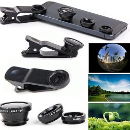 REDOCKS Professional 3in1 Camera Lens Kit, 180 Degree Fish Eye Lens, 0.67X Wide Angle, 10X Macro Lens, Universal Clip HD Camera Lens Kit for iPhone, iPad, Android Smartphone & Tablets image 1