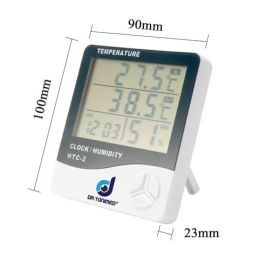 Dr Yonimed HTC-2 Digital Hygrometer with Accurate Temperature Indicator Digital Room Thermometer Humidity Meter With Sensor Cable LCD Digital Clock Monitor for Indoor & Outdoor (White) image 1