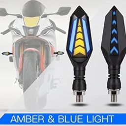 ELTRON TURBO Imported Waterproof Flexible Arrow Running Style Blinker Bright LED Indicators Universal For All Bike Models Motorcycle Turn Signal Lights (Pack of 4, Yellow And Blue) image 5