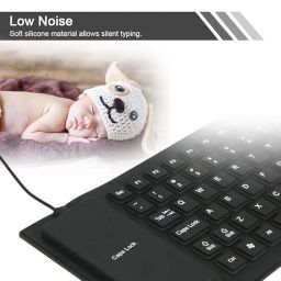 Foldable Wireless with Touchpad,Pocket Size USB Rechargeable Keyboard Compatible,Windows,Android,Tablets,Laptops and Etc. (Flexible Keyboard) image 2