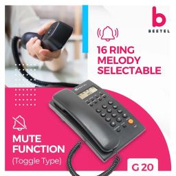Beetel Newly Launched G20,TEC Certified,Caller ID LCD Display, Ringer LED, DTMF/FSK Compatible, Adjustable Handset/Ringer Volume,Music on Hold,Desk/Wall Mountable,3 Level LCD contrast,Alarm(G20-Black) image 4