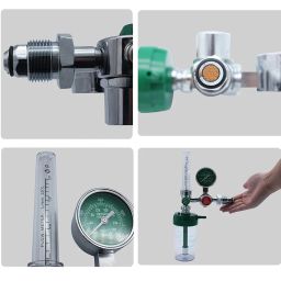 ALEXERA OXYGEN FLOW METER WITH REGULATOR AND HUMIDIFIER BOTTLE WITH OXYGEN CANNULA image 1