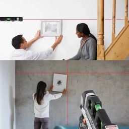 Multipurpose ABS Laser Level Line Tool Kit | Standard Cross | leveler Beam with Metric Rulers 8ft/2.5M for Picture Hanging cabinets Tile Walls (Black) image 3