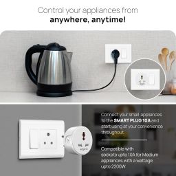 Wipro 10A Wi-Fi Smart Plug with Universal socket | Energy Monitoring | Suitable for Small Appliances like TVs, Air purifiers, Kettles, Mobiles & Laptops | Scheduling | Voice Control | Pack of 4 image 5