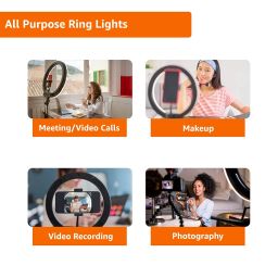 Amazon Basics 10-Inch LED RGB Ring Light with Table Top Tripod Stand and hot Shoe Adapter for Photo-Shoot, Video Shoot, Live Stream, Makeup & Vlogging, Compatible with iPhone/Android Phones & Camera image 4