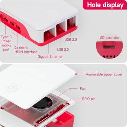 Raspberry Pi Case for Raspberry Pi 5 Model B Boards, Plastic, Red-White (Raspberry PI 5 Offical Case) image 2