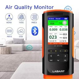 LABART Air Quality Monitor Air Detector Air Pollution Level Tester HCHO TVOC PM2.5/1.0/10 Temperature and Humidity Detector 8-in-1 AQI with Bluetooth image 3