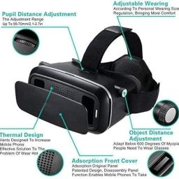 Black VR Headset Virtual Reality 3D VR Glasses for 4.7”-6.53” iOS Android Phone Universal Virtual Reality Goggles 3D VR Glasses Adjustable Eye Protection System image 2