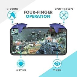 Extra Premium PUBG Mobile Gaming Trigger Fire and Aim Button Game Shooter, Sensitive Shoot for PUBG| Free FIRE| Call of Duty| BGMI Compatible with All Smartphones -(with Shark)-3 Pair Sleeves image 1