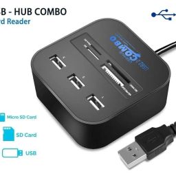 All in One 3 USB Ports and All in One Card Reader, USB 2.0, for Pen Drives/Cameras/Mobiles/Pc/Laptop/Notebook/Tablet, Docking Station, Ms/Ms Pro/Sd/Micro Sd Support image 2
