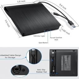 RuhZa External CD/DVD Drive, USB 3.0 Portable CD/DVD +/-RW Drive Slim CD/DVD ROM Rewriter Burner Superdrive High Speed Data Transfer for Laptop Desktop PC Windows 7/8.1/10 Linux OS (RT-DRWSM1) image 1