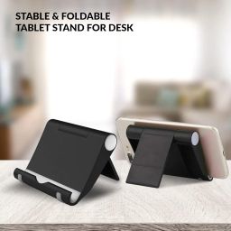 GIZGA essentials AirCase Portable Tabletop Mobile&Tablet Stand,Ipad,Smartphone,Kindle,E-Reader,Foldable,Adjustable Angle,Anti-Slip Pads,Rubber Protection Perfect for Bed,Office Desktop,Home|Black image 4