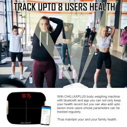 CHILLAXPLUS Smart Bluetooth BMI Weight Machine with Strong ABS Body| digital weight machine with body fat analyser & 13 Essential Body Parameters Manage up to 8 Users (Black) image 5