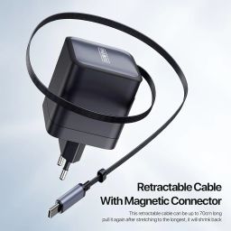 India Gadgets - Duzzona PD/QC 65W GaN Mini 2 Port Type-C/USB-C Fast Charger with Built-in Telescopic Retractable Cable with Magnetic Connector image 4