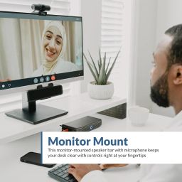 Cyber Acoustics USB & Bluetooth Speaker Bar (CA-2890BT) – USB Powered Speaker with Speakerphone for PC and Bluetooth to Simultaneously Connect to Smartphones, Clamps to Monitor, Convenient Controls image 1