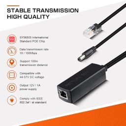 NEXSA Active PoE Power Over Ethernet Splitter Adapter 48V to 12V, IEEE 802.3af Compliant 10/100Mbps PoE Splitter with 12V Output Set of 2 image 3