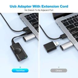 USB Sound Card,TechRise USB External Stereo Sound Adapter Splitter Converter with Volume Control for Windows and Mac,Plug & Play No Drivers Needed image 3