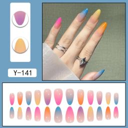 Premium Ombre 24pcs Stick-on Nails set, with Easy Glue Tab application, Nails are Reusable & Unbreakable (Y-141) image 2