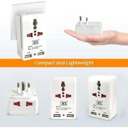 MX Travel Adapter with USB Port, Mobile Charger Adapter in 2 Pin & 3 Pin Socket, Multi Plug Sockets Adapter, UK to India Adapter Plug, USA to India Converter Plug, us to India Converter Plug image 3