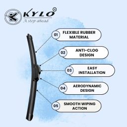 Kylo Perfect Fitting Frameless Windshield 100% Scratch Proof Cleaning Water Repellant Silicon Wiper Blades Suitable for HYUNDAI i10 D 22,P 16 (Set of 2) image 1