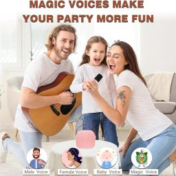 Audio Array AM-W18 Wireless Karaoke Speaker with Microphone | Portable Bluetooth Speaker for Singing & Gifting with Voice Changer | Upto 8+ Hours of Playback | Bluetooth v5.3, SD Card & AUX in (Pink) image 4