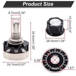 B203 20k Ohm RV24YN20S Potentiometer with Dial plate & A-03 knob image 2