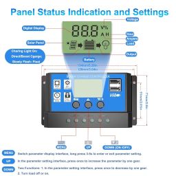 Skypearll Solar Charge Controller 30A, Solar Charge Controller 12V/24V Intelligent Battery Regulator for Lead Acid & Lithium Battery with LCD Display and 3A USB Port (Blue) image 1