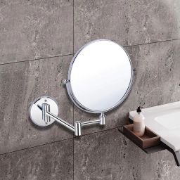 U-S-F BATH ACCESSORIES USF Makeup Mirror | Shaving Mirror | Bathroom Mirror with 5X Magnifying Mirror & Wall Bracket with Adjustable Frame (Silver)(Round) Framed image 3
