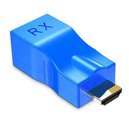 HDMI Extender 30m to RJ45 LAN Ethernet Port 4k HDMI Network Transmitter (TX, Input) Receiver (RX, Output) Adapter Dongle Converter Over Cat5e Cat6 Cable for HDTV 1080P-Blue image 5