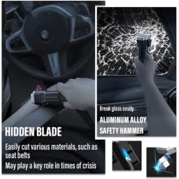 Vmoni Rechargeable LED Torch with Side Light, 3W Emergency Torch Light Portable Flashlight, Long Distance Beam Range Car Rescue Torch with Hammer Window Glass & Seat Belt Cutter Built (Multi) image 4