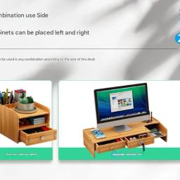 Ketumal Wooden Monitor Stand Riser with Lockable Drawer & Separate Storage Shelf - Upgrade Your Desk Space | Versatile Storage Shelf & Screen Holder for Laptop Computer image 4