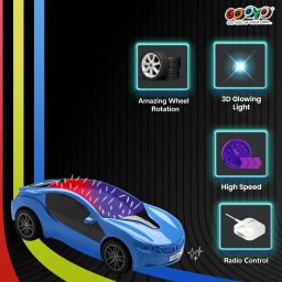 Gooyo 6328-4 Battery Operated 3D Lights Famous Remote Control High Speed Racing Car Toy for Kids | Blue Color, Power Source: 3xAA Battery in Car & 2xAA Battery in Remote Controller (Not Included) image 4