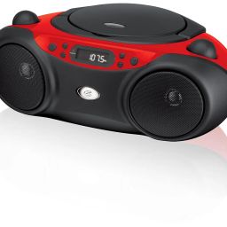 Inc. Portable Top-Loading CD Boombox with AM/FM Radio and 3.5mm Line In for MP3 Device - Red/Black image 3