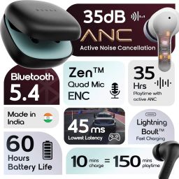 Boult Buds Klarity 4 ANC in-Ear Truly Wireless Earbuds with 35dB Active Noise Cancellation, 60H Playtime, 4 Mics Calling, 45ms Low Latency, 10mm Driver, Type-C Fast Charging, TWS ANC Ear Buds Wireless image 1