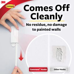 3M Command, Jumbo Utilty Wall Hooks, Up to 3.4kg, Holds Strongly, Heavy duty, Reusable, Adhesive hooks for wall, Multi-surface, Damage free hooks for hanging (White, 1hook, 4 strips), Plastic image 3