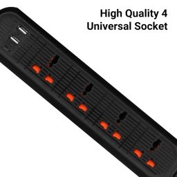 ZEBRONICS Power BAR 145, Extension Board/Strip, 2000 Watts, 10 Amps, 1x Type C Port, 4X Universal Socket, 2X USB Port, LED Indicator, On/Off Switch, Wall Mountable, 5 Meter image 2
