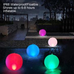 Rukars Floating Ball Pool Light Solar Powered 4 PCS, 14 Inch Inflatable Hangable IP68 Waterproof Rechargeable Color Changing Led Glow Globe Pool image 5