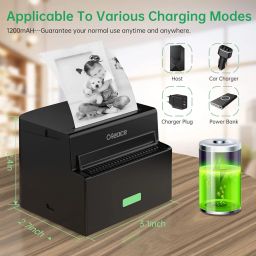 Ofeace Mini Pocket Printer, Sticker Printer, 200DPI Inkless Thermal Printer, Wireless Bluetooth Printer with Android iOS for Retro Style Photos/Receipts/Notes/Lists/Label/Memo/QR Codes image 3