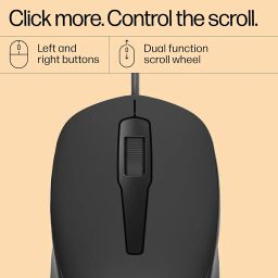 HP 150 Wired Mouse- Elegant Ergonomic Design, 1600 DPI Optical Tracking, USB Plug & Play / 3 Years Warranty (240J6AA), Black image 5