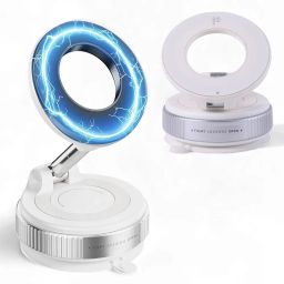 Bigsmall Pro Magnetic Car Phone Holder | 360° Rotation | Adjustable Arm | Strong Suction Mount for Dashboard | Android, iPhone and Laptop Compatible | Universal Mobile Holder for Car | White image 2