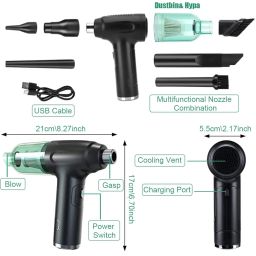 Cordless Electric Air Duster, with 2 Type of Nozzles, Powerful 45000 RPM USB Rechargeable Air Duster, Keyboard Duster, Air Blower Duster for Computers, Electronics Cleaning Computer Cleaner image 4