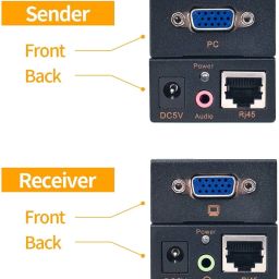 Ruhza VGA Extender Adapter, Video Extenders Over Cat5e/6 Ethernet Cable with Audio Support up to 100M (328ft/100m, Sender+Receiver) (100M VGA Extender Adapter) image 2